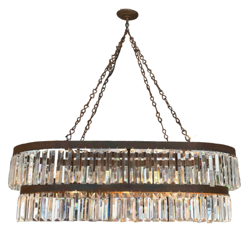 Colgante Oval Plaquet doble 95x50x40cm óxido