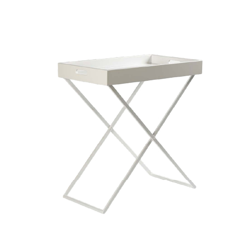 BAR CON BANDEJA MDF EXTRAIBLE Y PATAS DE HIERRO COLOR BLANCO