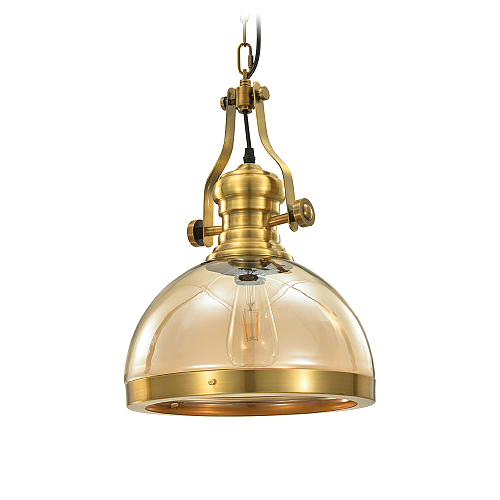 Colgante dorado con vidrio champagne 30cm con cadena E27