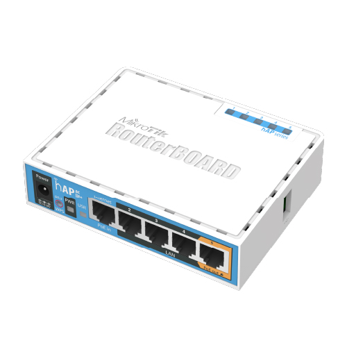 ROUTER BOARD WIFI DUALD BAND, 5 PUERTOS ETH + 1 USB (HAP)
