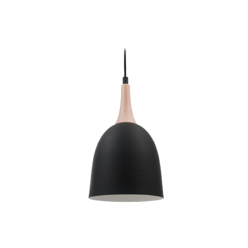 Colgante modelo Nordic E27 negro con madera diámetro 18cm
