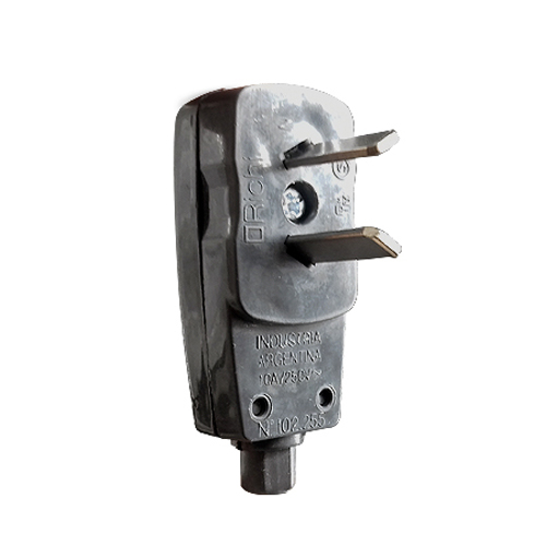 Ficha macho bipolar con salida lateral negro