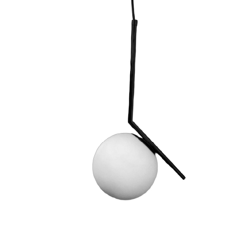 COLGANTE ROMA NEGRO 1 LUZ E27 C/ TULIPA VIDRIO OPAL 15CM