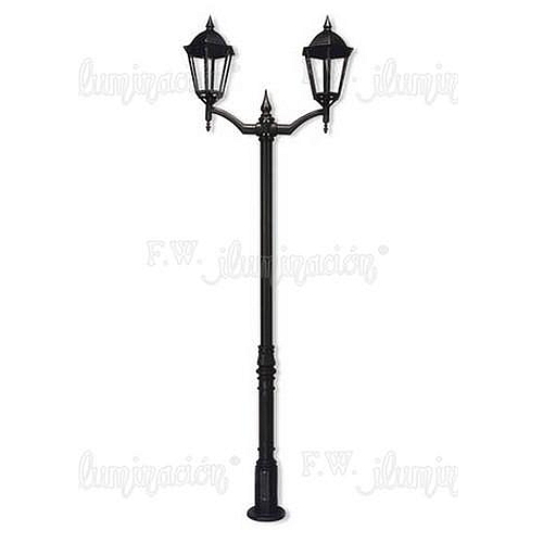 FAROLA 2 LUC.VIDRIO SATINADO COLUMNA "N" NEGRA 8571/2