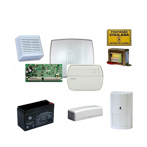 KIT 1832/5501 + LC100+ SIRENA INT + BATERIA + TRAFO + GAB PVC O METAL