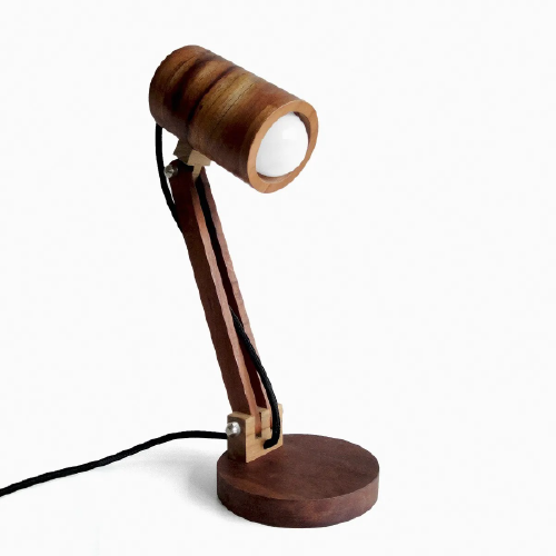 Lampara escritorio E27 5W 2700K pantalla torneada cedro