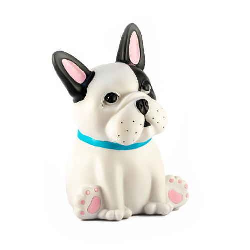 Velador perro blanco poliserina con adaptador de USB a 220 16x12,8x21cm