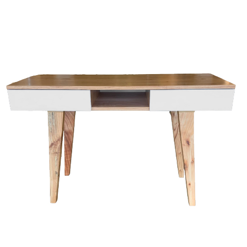 Escritorio de 2 cajones fibrolaqueados blancos con tapa paraíso 1,20mts