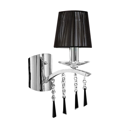 Aplique E14 de pared con cristal y cairel negro y pantalla negra Modelo 5433