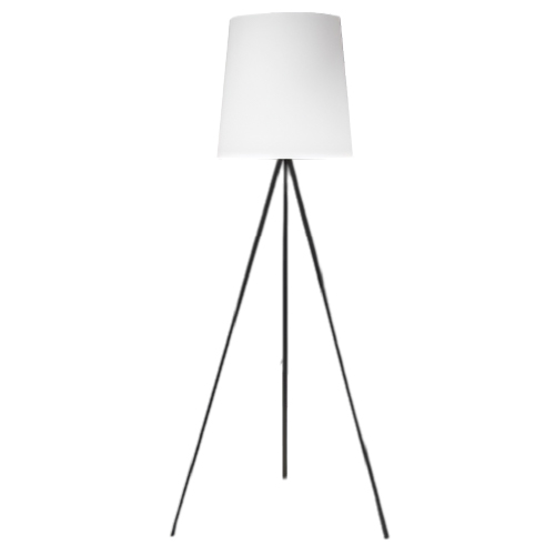 Lampara de pie E27 trípode negra con pantalla cónica blanca