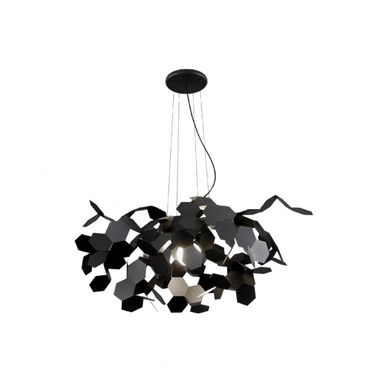 COLGANTE PANTALLA METALICO H:140MM A:80MM E27 NEGRO