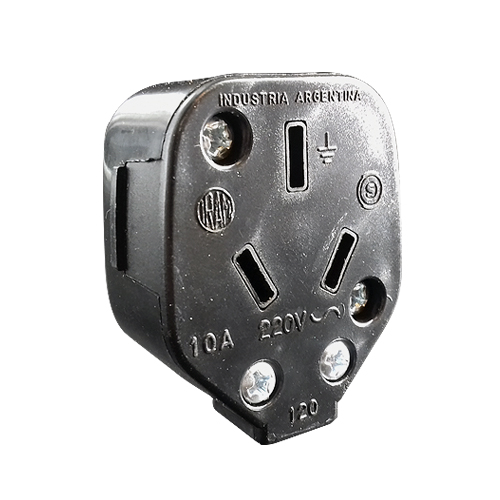 Ficha hembra 3 patas 250V 10A negro