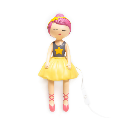 Velador bailarina rosa de poliserina con adap USB a 220 30x12x12cm