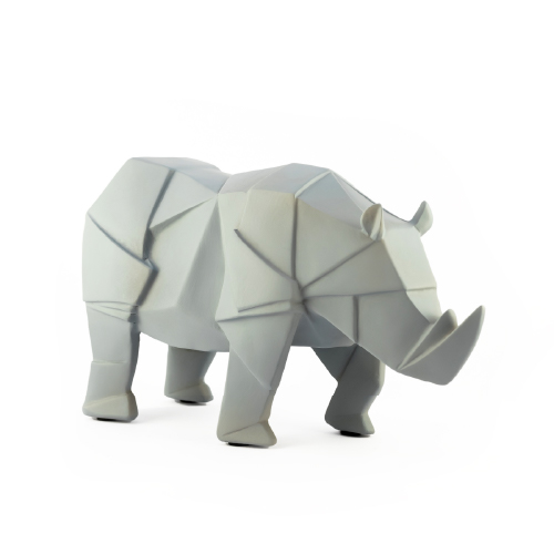 Velador rino origami de poliserina con adap de USB a 220 24,5x9x13,5cm