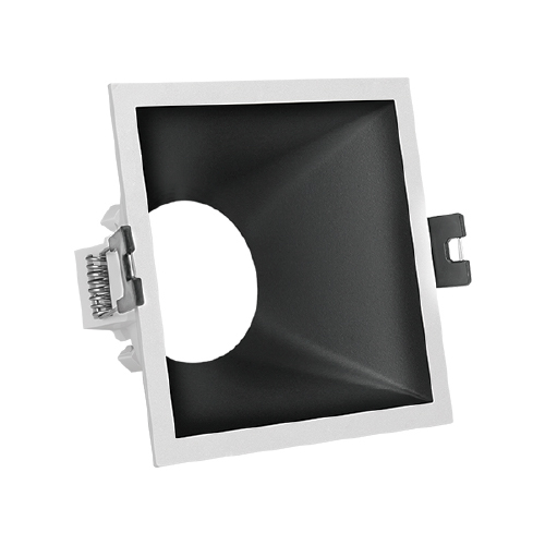 SPOT BERSH1 EMBUTIR GU10 CUAD PLASTICO C/ BAFLE PROF 5,3CM LADOS 9,3CM BLANCO Y NEGRO
