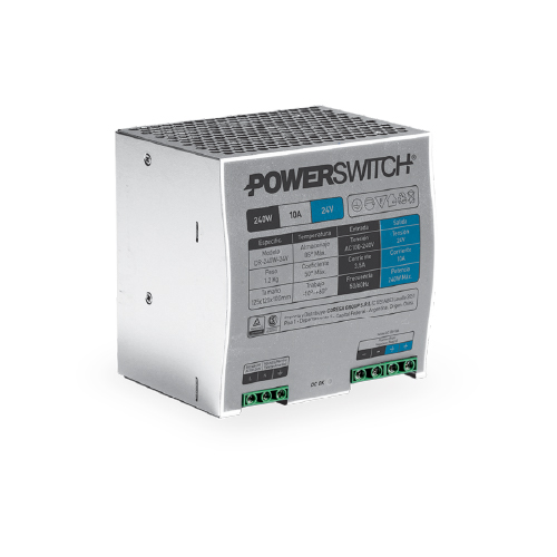 FUENTE RIEL DIN POWERSWITCH GAB METALICO 24V 10A IP20