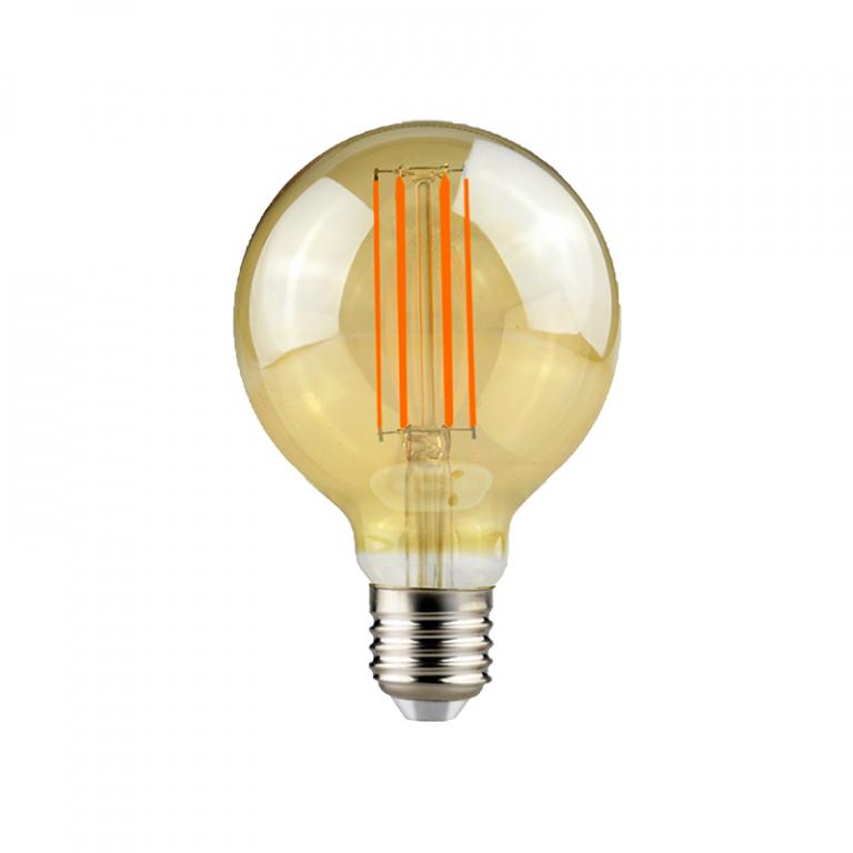 Lámpara de filamento led ambar G95 7W E27 3000K dimerizable