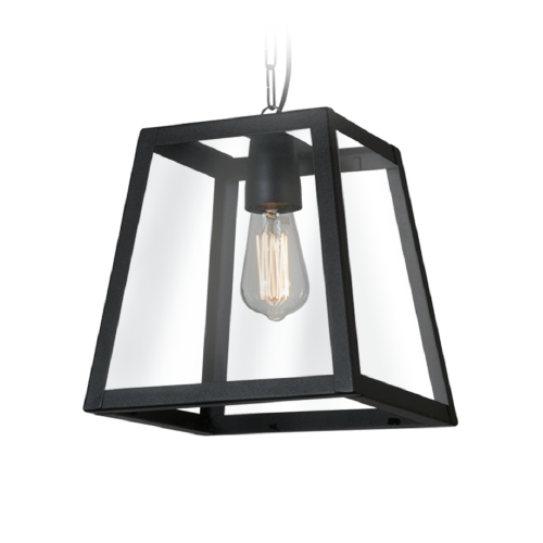 Colgante de hierro negro 1 luz con acrilico